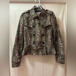 Banana Republic Leopard Double Breasted Size S Tailored Peplum Animal Print
